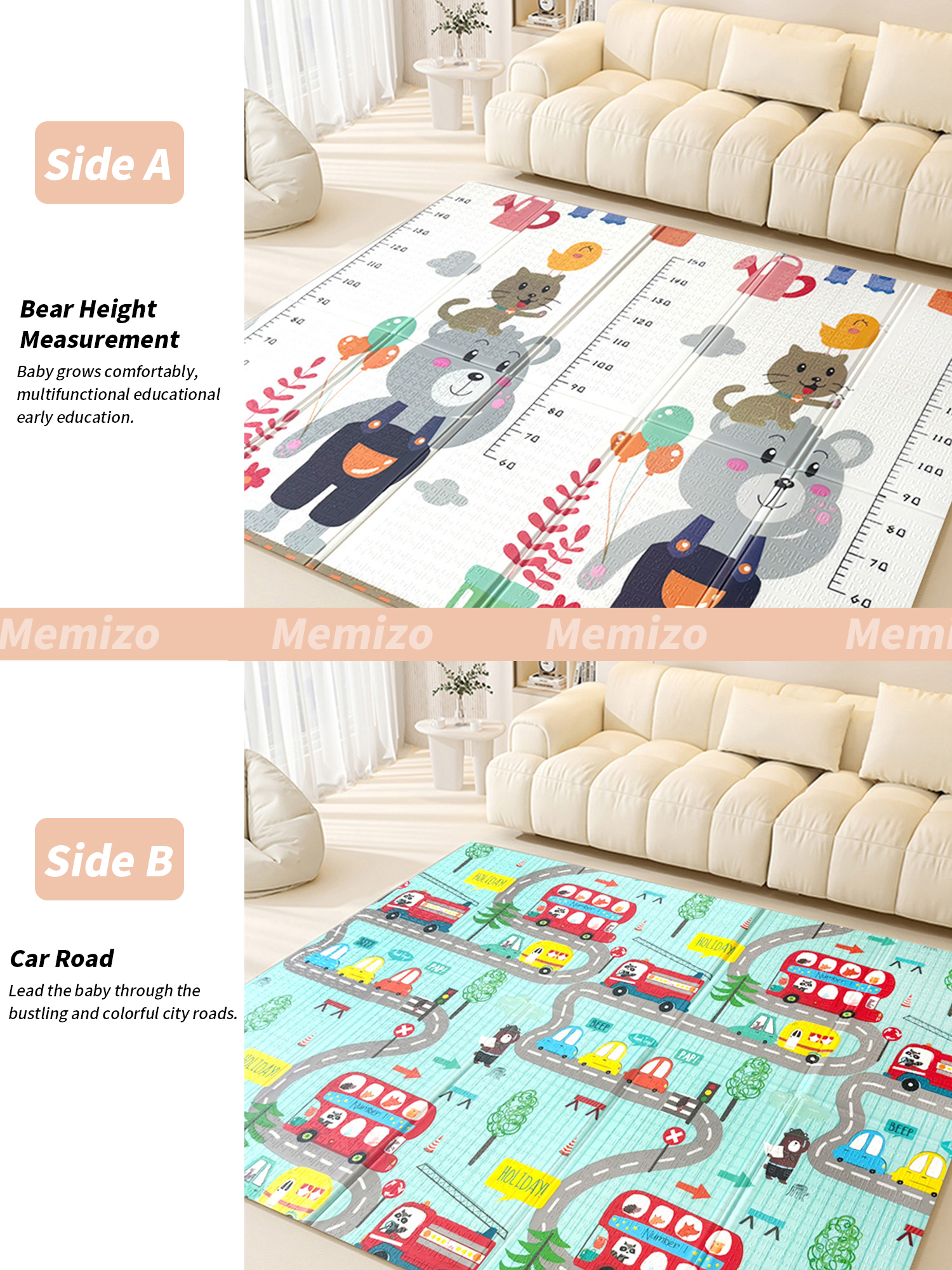 Помываемый ребенок играет на коврик.